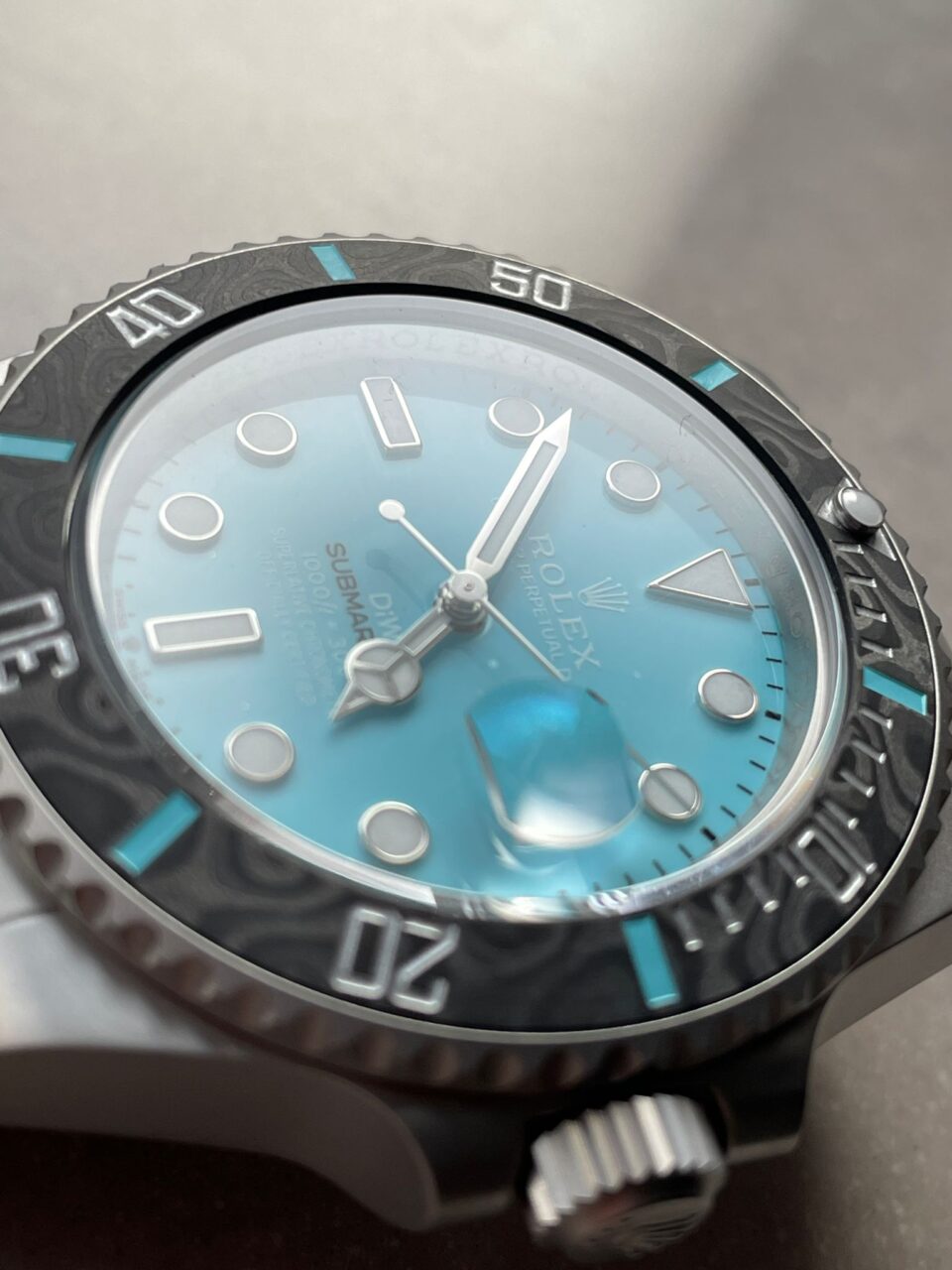 DIWF FACTORY 1:1 Rolex Submariner Sandblasted  Best Edition Carbon Bezel Tiffany Blue Dial Dial VR3135