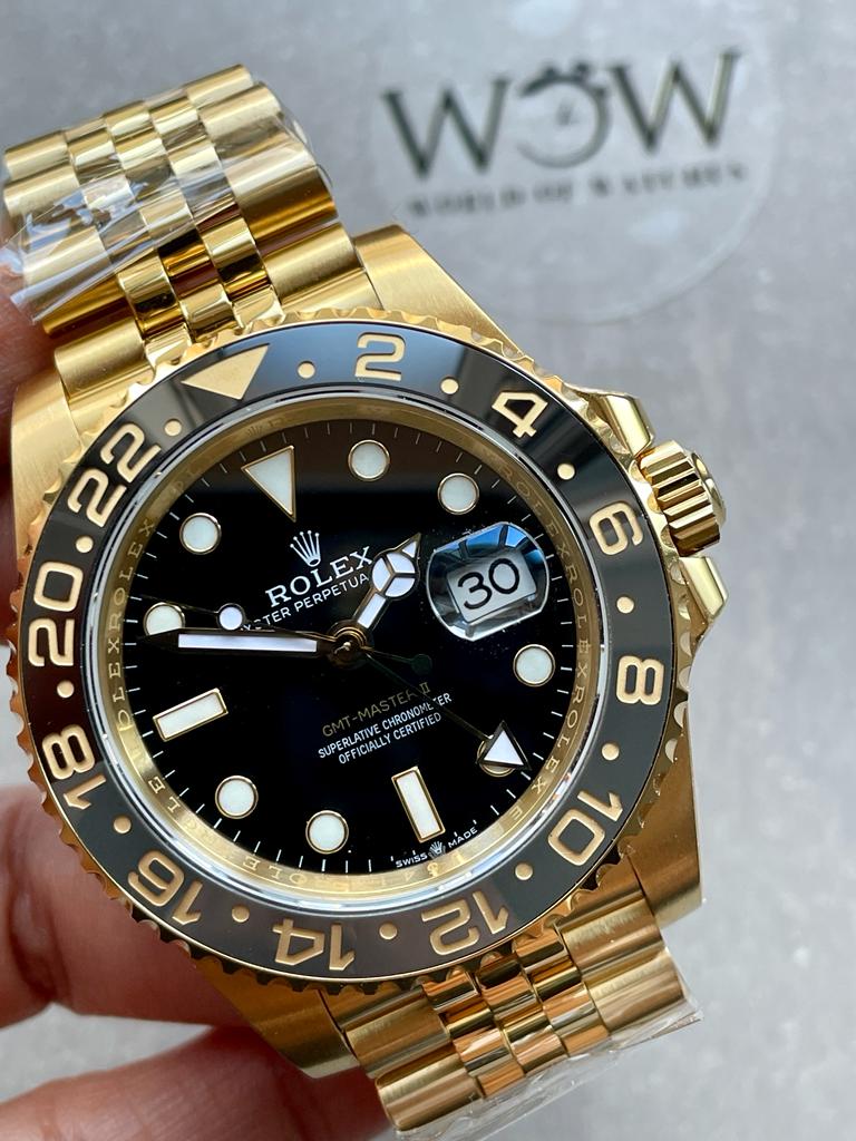EWF Factory 1:1 Rolex GMT-Master II 126718GRNR 904L YG Black Dial Dots VR3285