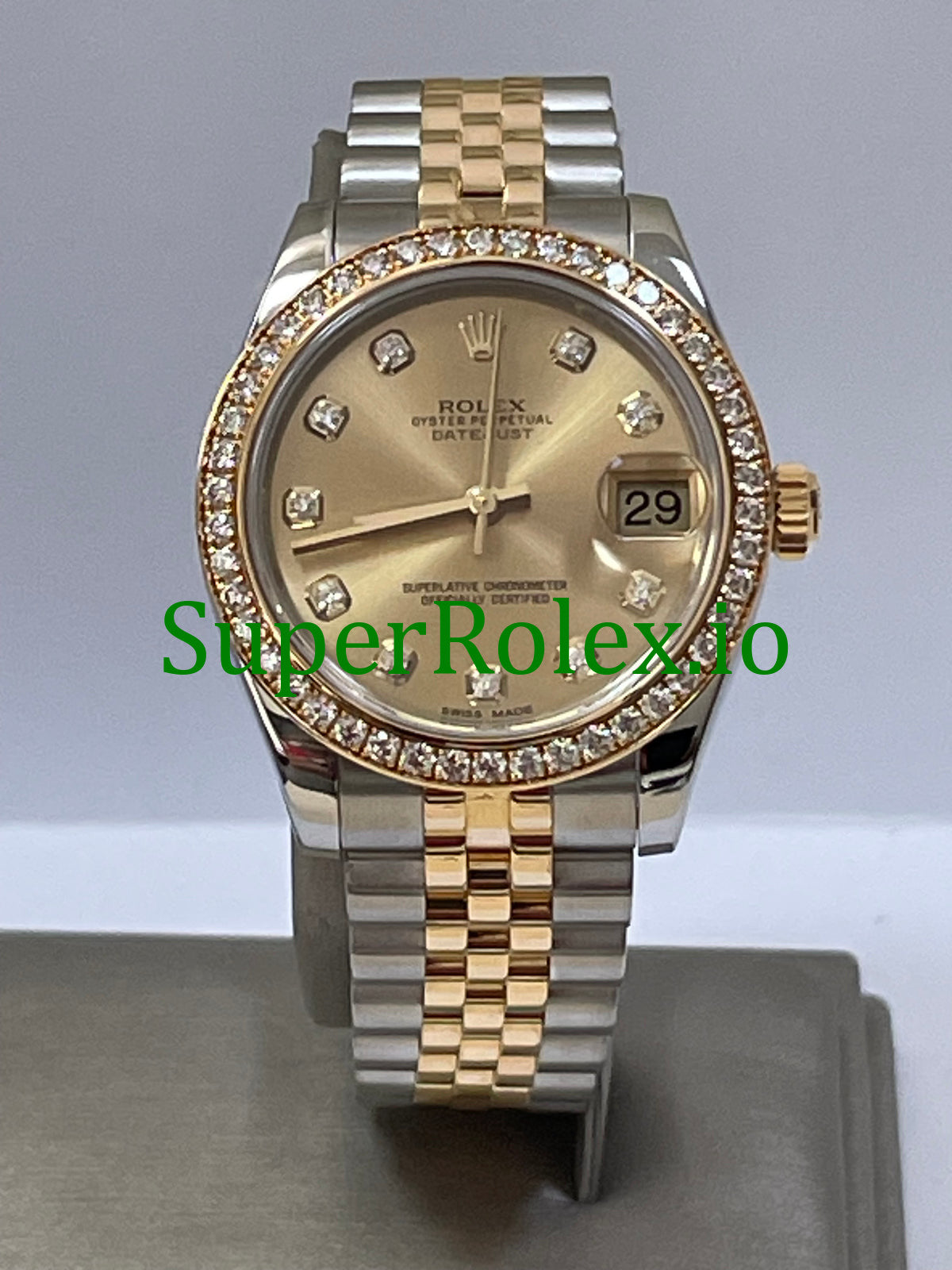 Rolex Datejust 31 Steel and Yellow Gold Champagne Diamond Dial Ref.178383