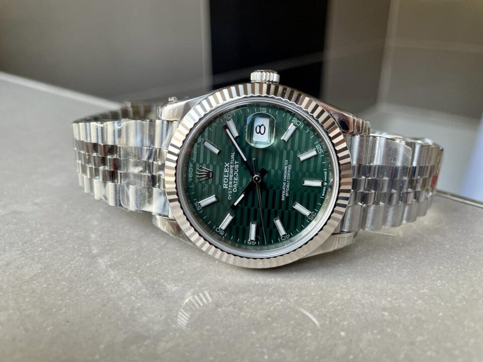 VSF Factory 1:1 Rolex Datejust 41mm 126334 904L SS Fluted Bezel Patterned Green MOTIF Dial VS3235