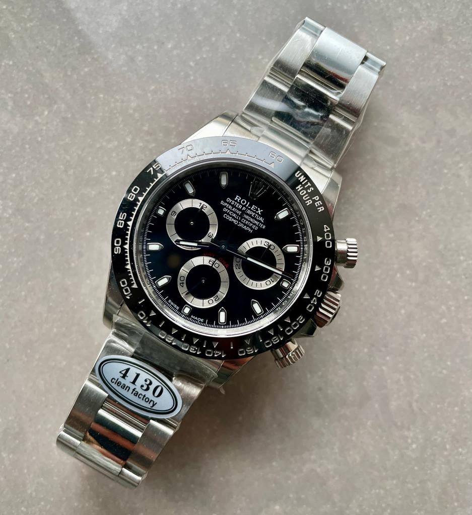 CLEAN FACTORY 1:1 Rolex Daytona 116500 PANDA Best Edition CF 904L SS Case and BLACK Dial