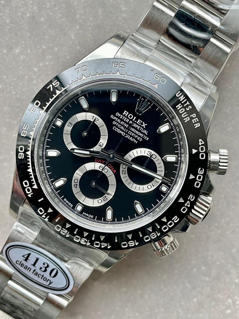 CLEAN FACTORY 1:1 Rolex Daytona 116500 PANDA Best Edition CF 904L SS Case and BLACK Dial