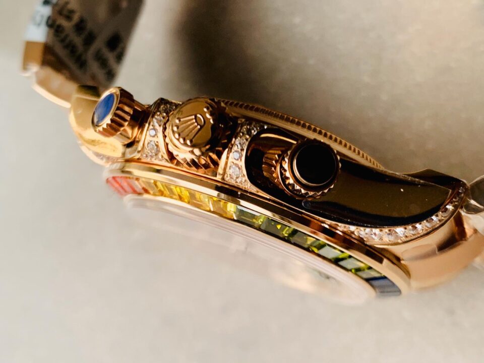 BLF Factory 1:1 Rolex Daytona 116589RBOW YG Rainbow Crystal Best Edition Black Dial A4130