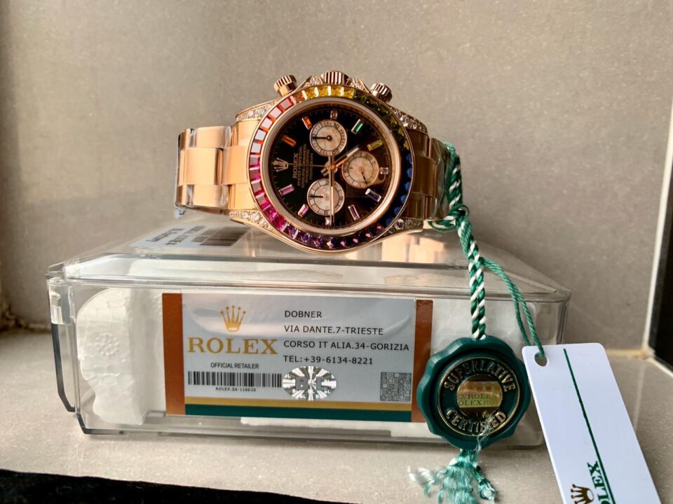 BLF Factory 1:1 Rolex Daytona 116589RBOW YG Rainbow Crystal Best Edition Black Dial A4130