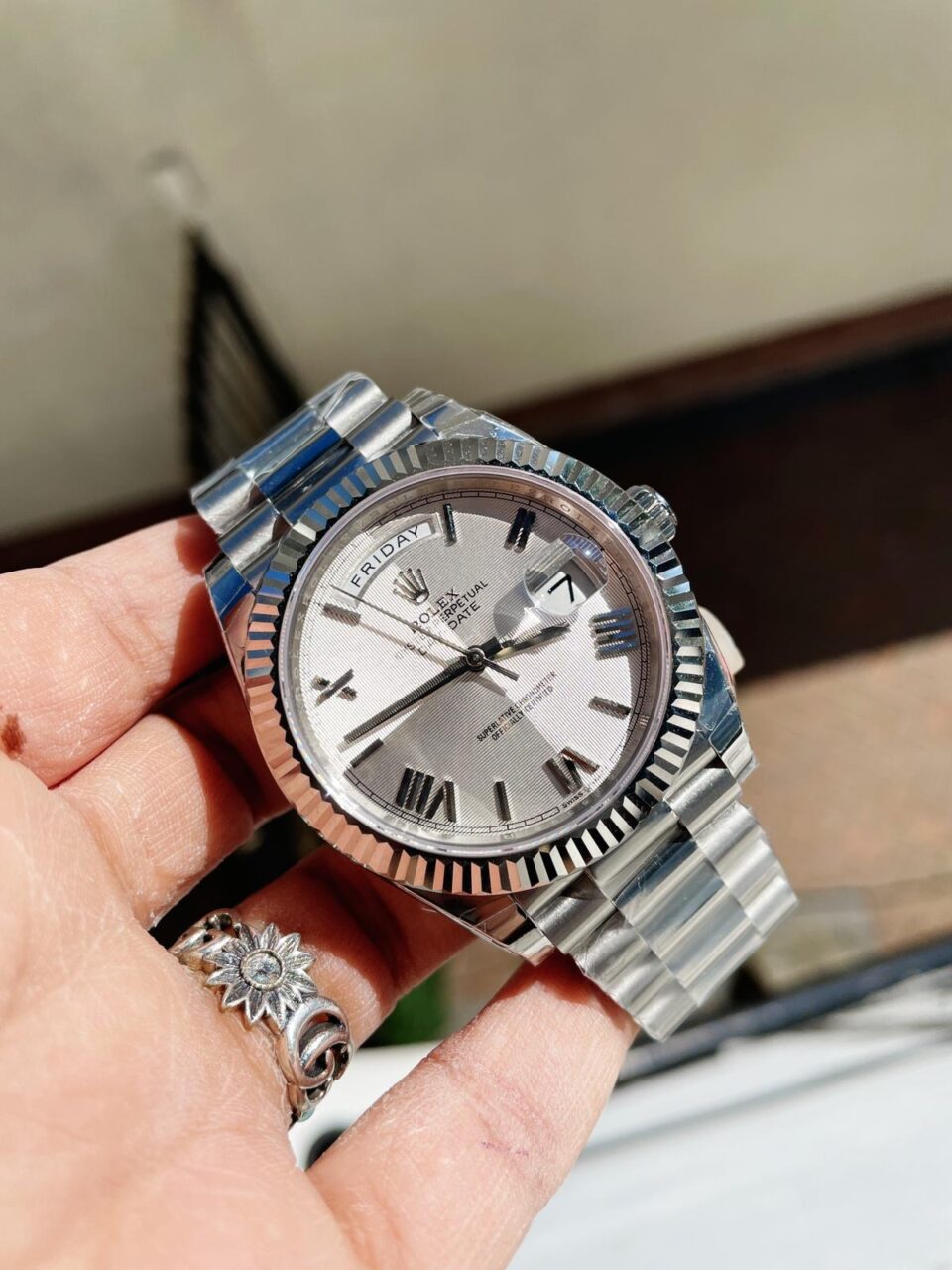 EWF Factory SS 1:1 Rolex Day Date II 228239 Best Edition White Textured Dial A3255