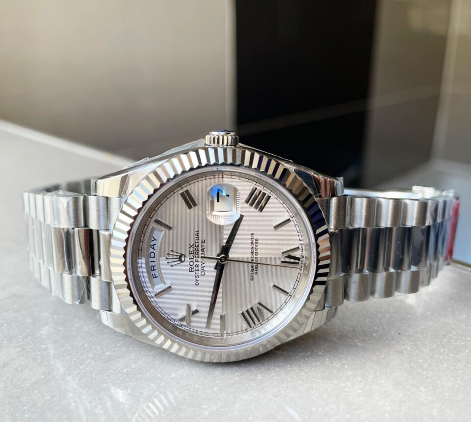 EWF Factory SS 1:1 Rolex Day Date II 228239 Best Edition White Textured Dial A3255