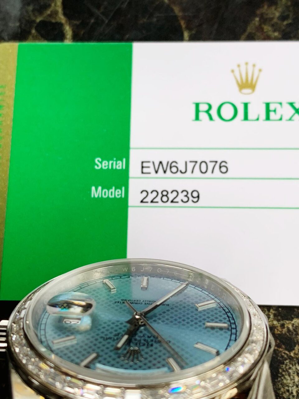 SS Factory 1:1 Rolex Day Date II Best Edition BAGUETTE DIAMONDS Bezel Ice Blue Dial Crystal Markers A3255