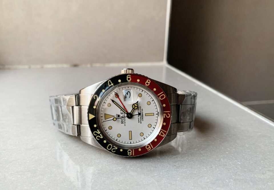 VINTAGE Rolex GMT Master 6542 Black/Red Bezel White Dial A2836