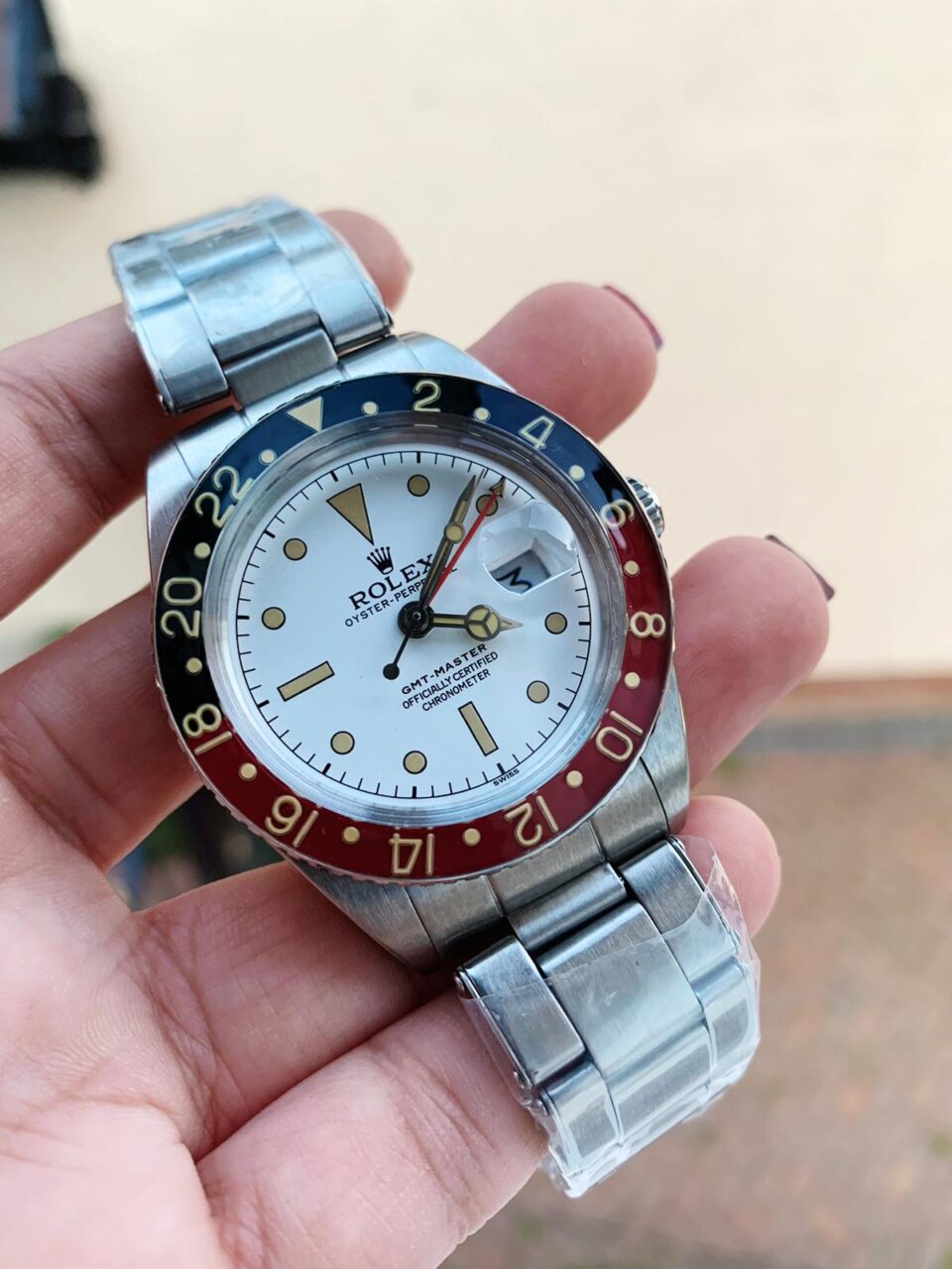 VINTAGE Rolex GMT Master 6542 Black/Red Bezel White Dial A2836