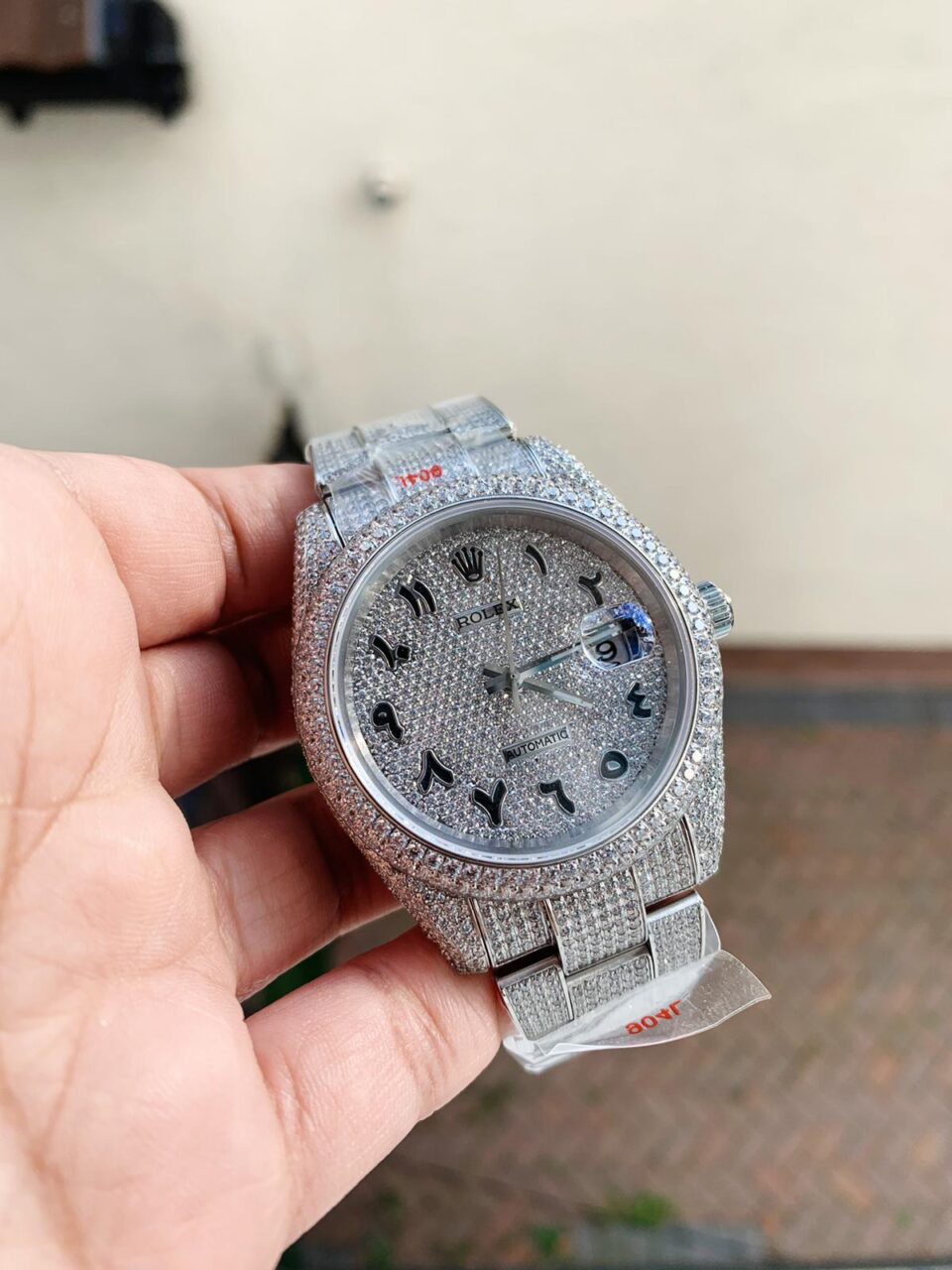 Rolex OYSTER PERPETUAL 41mm 904L SS MOISSANITE DIAMONDS BRACELET AND DIAL A2824 iced out