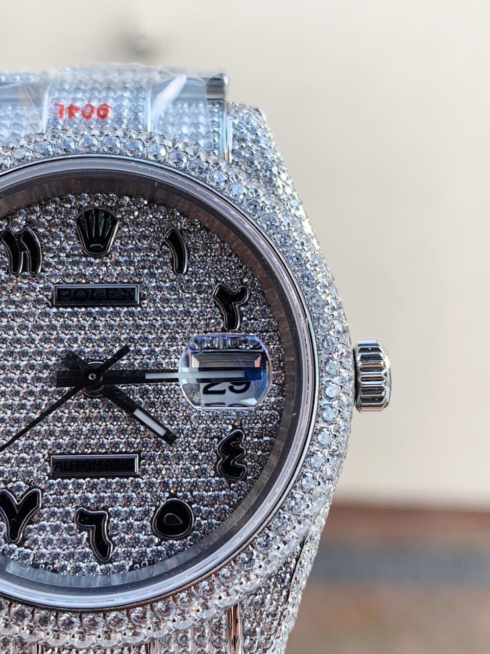 Rolex OYSTER PERPETUAL 41mm 904L SS MOISSANITE DIAMONDS BRACELET AND DIAL A2824 iced out