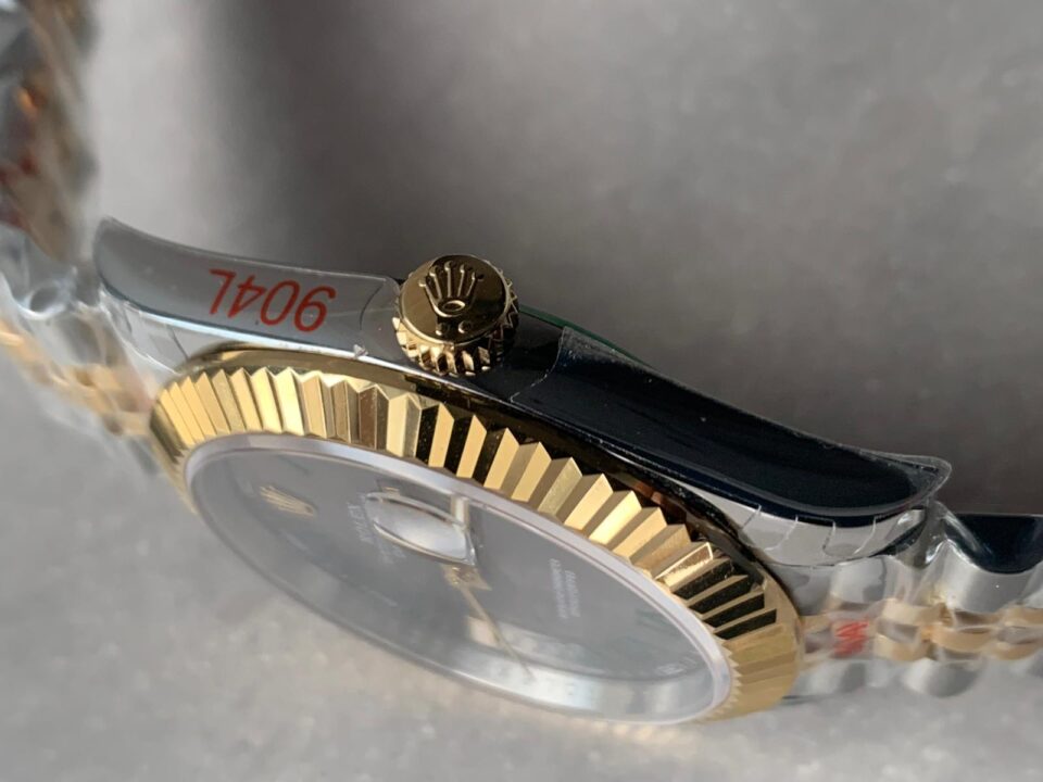 REF Factory 1:1 Best Rolex New DateJust 41 126334 SS/YG Edition Gray Dial Green Roman Markers A3235