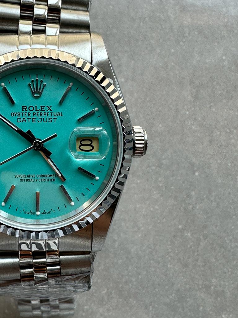 KING 1:1 Rolex DATEJUST 36mm 16233 FLUTED BEZEL BEST EDITION 904L STEEL TIFFANY BLUE DIAL A2825