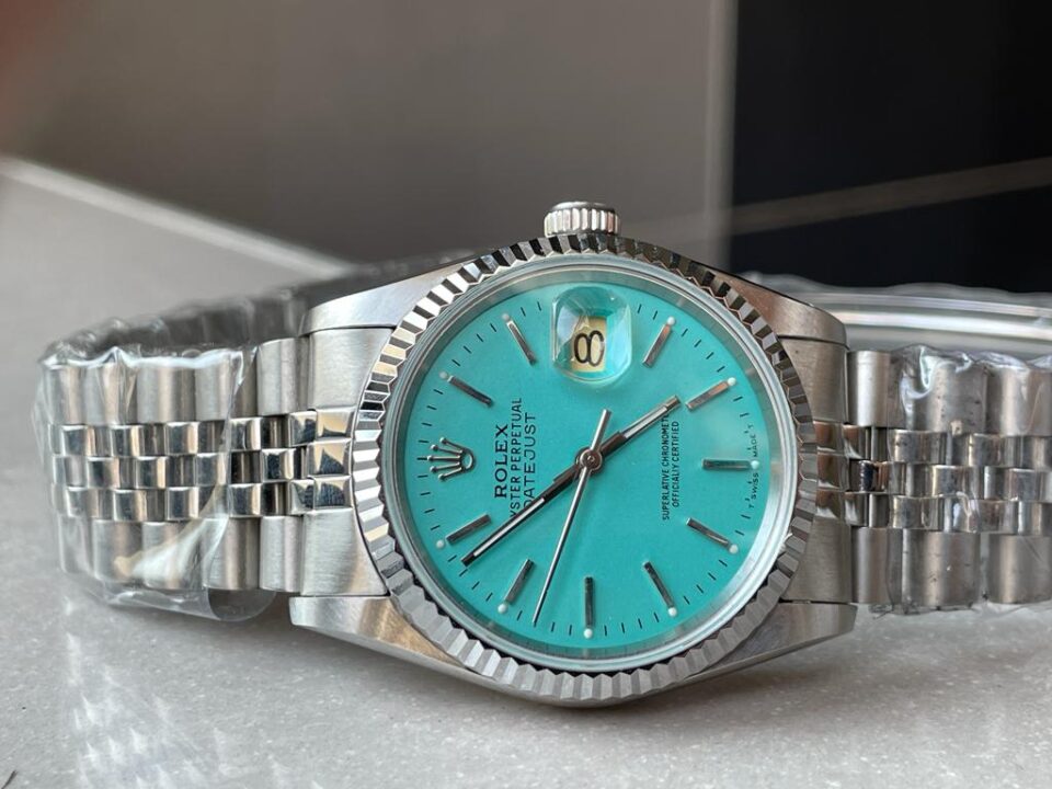 KING 1:1 Rolex DATEJUST 36mm 16233 FLUTED BEZEL BEST EDITION 904L STEEL TIFFANY BLUE DIAL A2825
