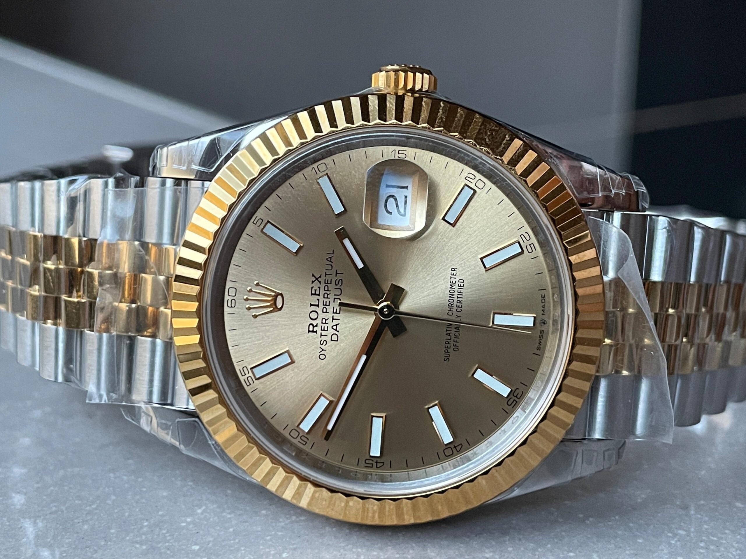 VSF Factory 1:1 Rolex Datejust 41mm 126333 904L YG/SS Fluted Bezel Gold Dial on VS3235