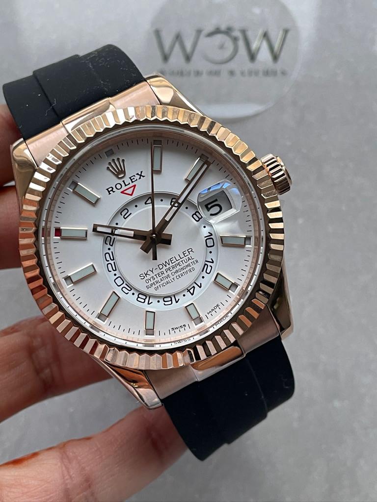 Twf FACTORY 1:1 Rolex Skydweller SS/RG best edition white dial