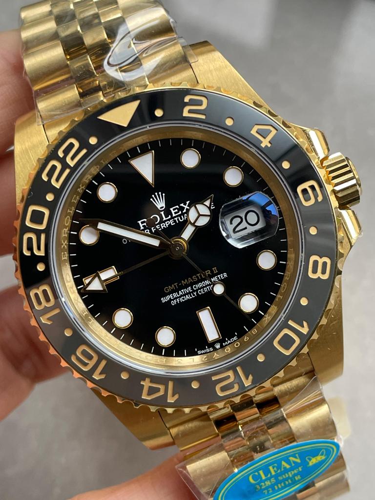 Clean Factory 1:1 Rolex GMT-Master II 126718 904L YG Black Dial Dots DD3285 CHS