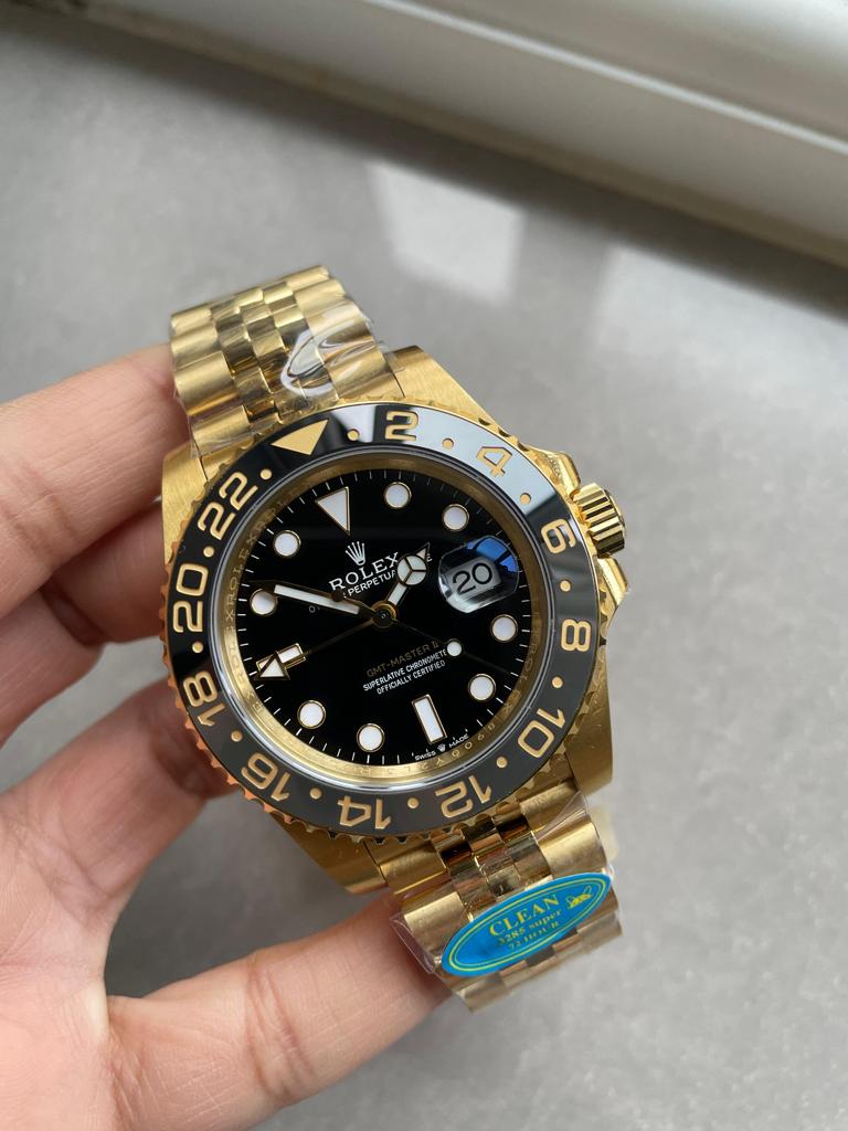 Clean Factory 1:1 Rolex GMT-Master II 126718 904L YG Black Dial Dots DD3285 CHS