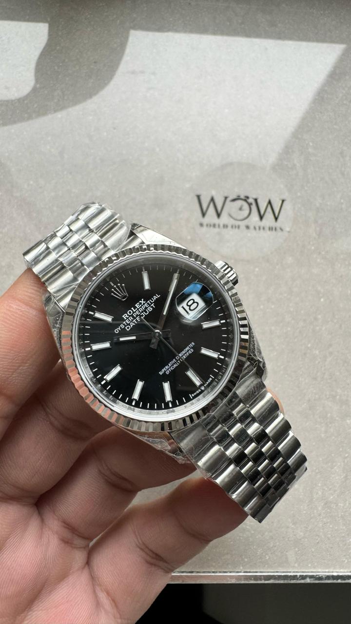 VSF Factory Rolex Datejust 36 904L SS Fluted Bezel Black Dial VS3235
