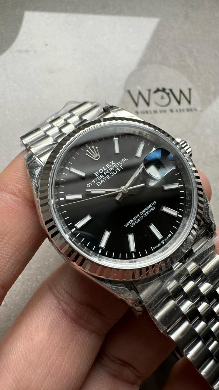 VSF Factory Rolex Datejust 36 904L SS Fluted Bezel Black Dial VS3235