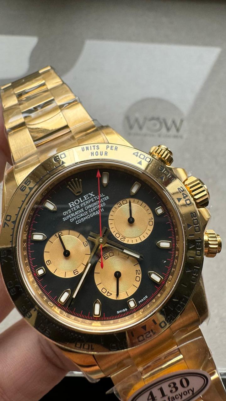 YG factory 1:1 Rolex Clean Daytona 116508 904L YG Black Dial A4130