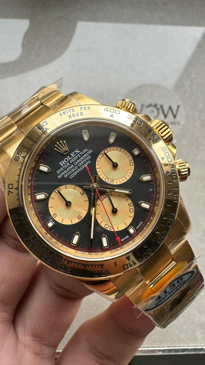 YG factory 1:1 Rolex Clean Daytona 116508 904L YG Black Dial A4130