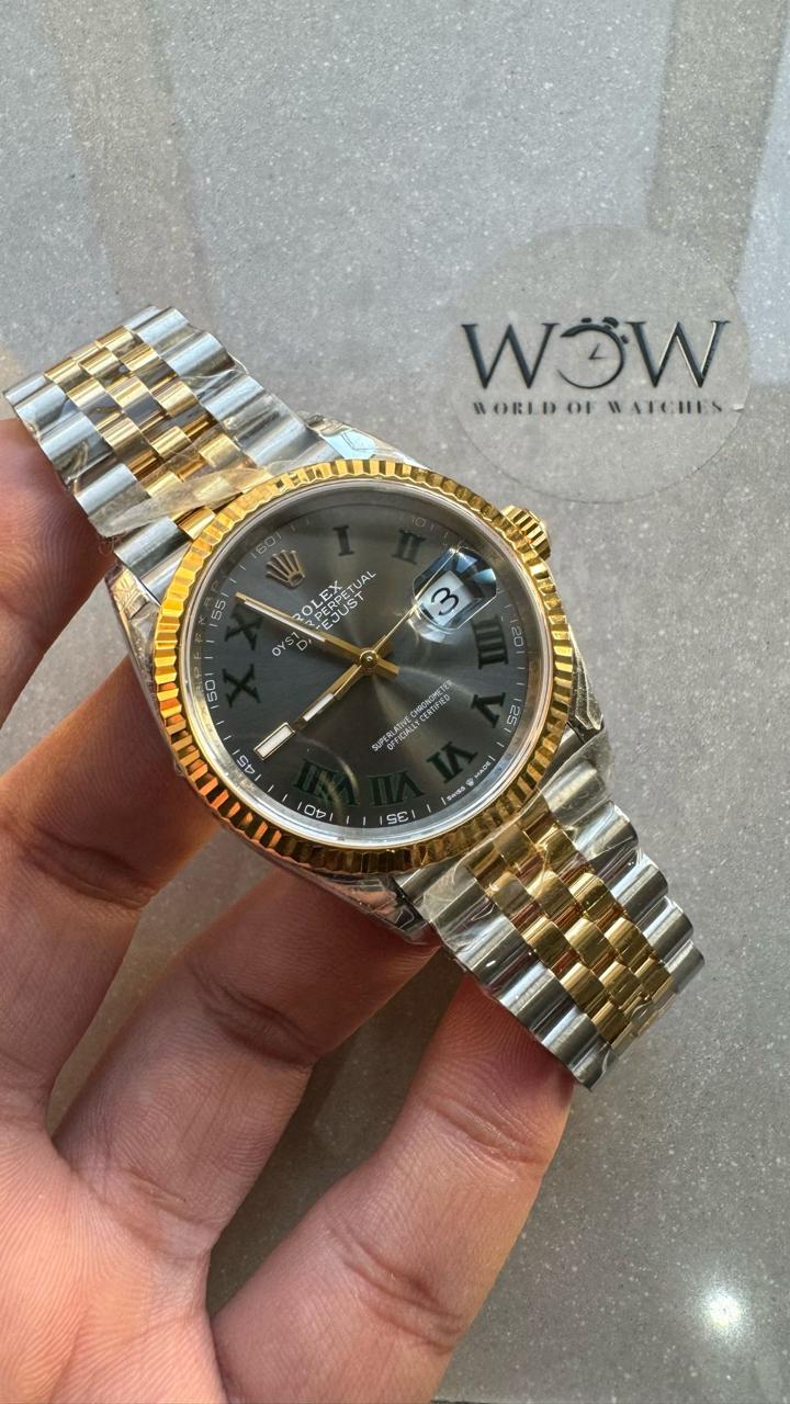 VSF Factory 1:1 Rolex datejust 36mm Wimbledon gold Best Edition 904L Wimbledon Steel Gray Dial Green Roman VR3235VSF