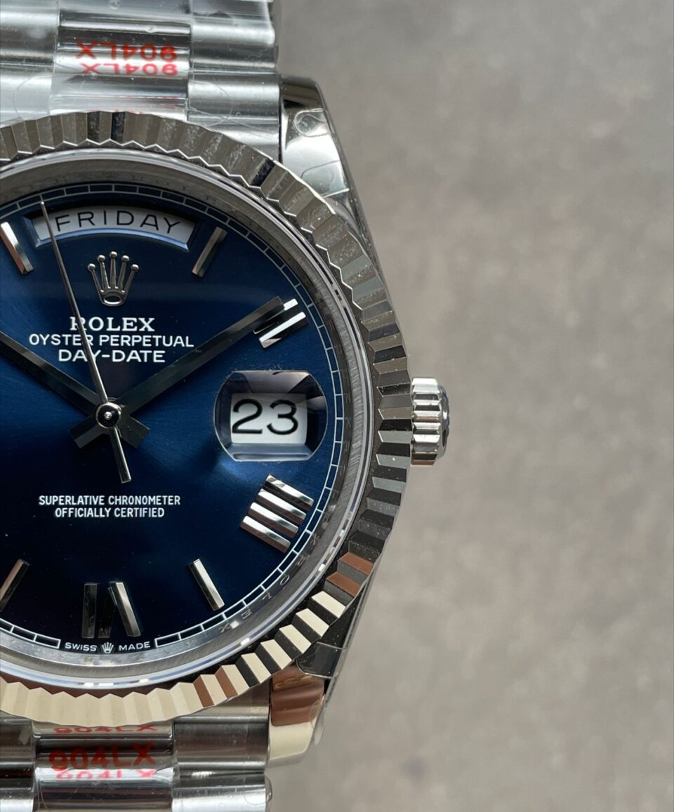 GMF Factory 1:1 Rolex DayDate 40mm 228239 Gain Weight SS/tungsten Blue Dial Roman Markers A3255