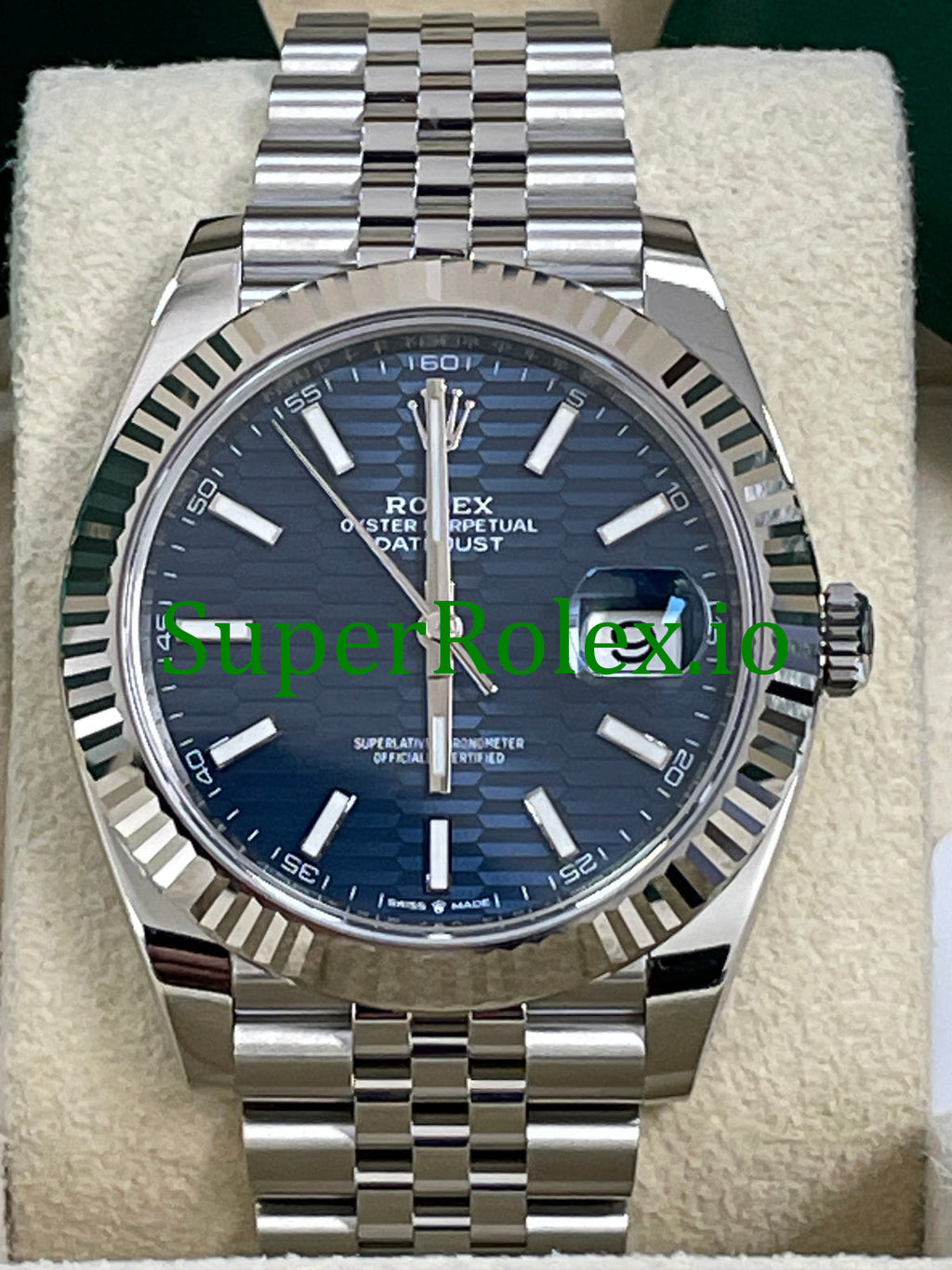 Rolex Datejust 41 White Gold Bright Blue Motif Dial Ref.126334