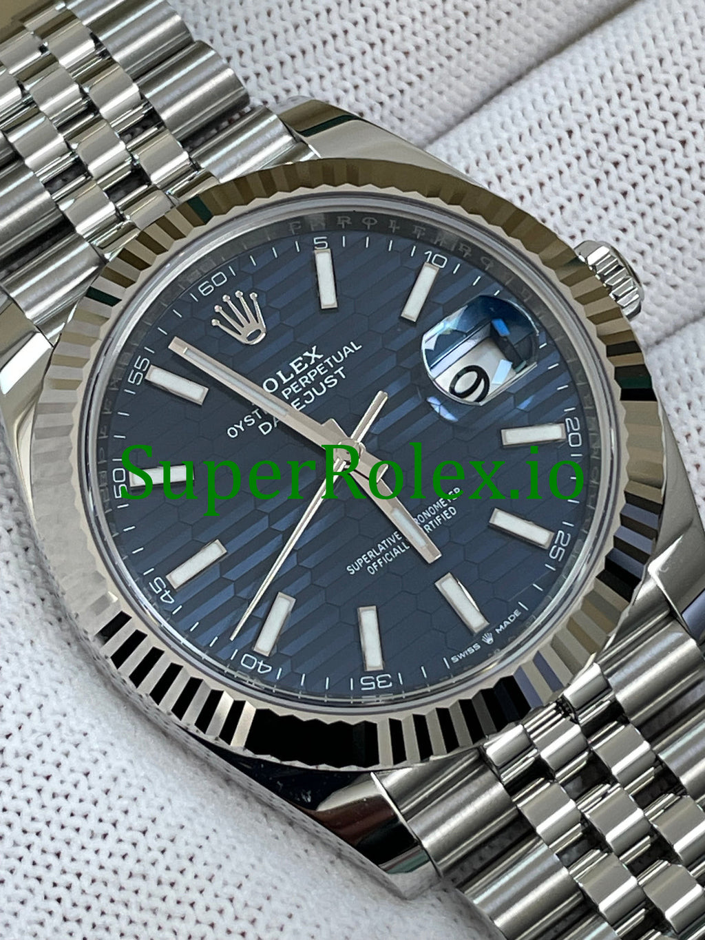 Rolex Datejust 41 White Gold Bright Blue Motif Dial Ref.126334