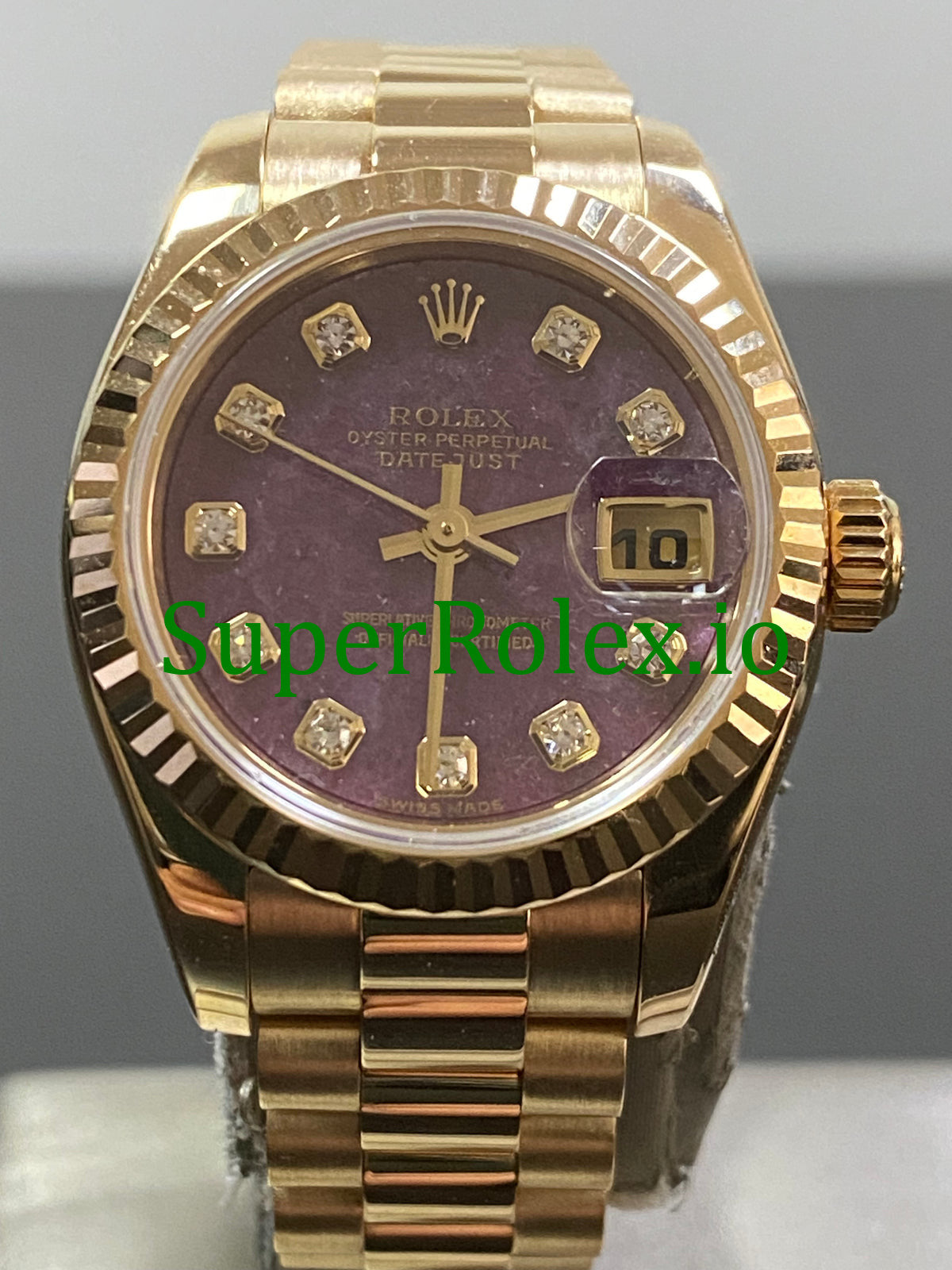 Rolex Lady-Datejust 26 Yellow Gold Rubelite Diamond Dial Ref.179178