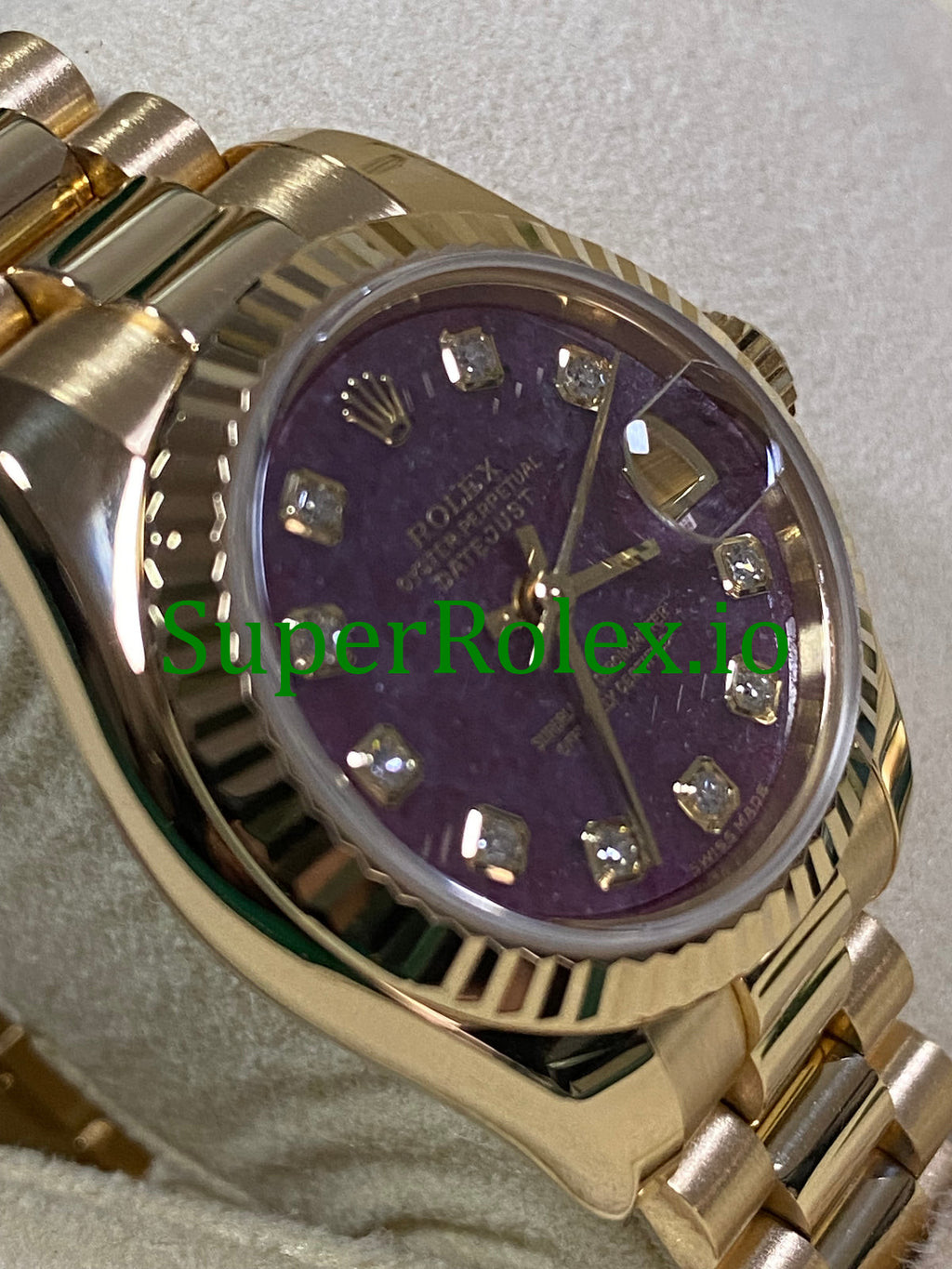 Rolex Lady-Datejust 26 Yellow Gold Rubelite Diamond Dial Ref.179178