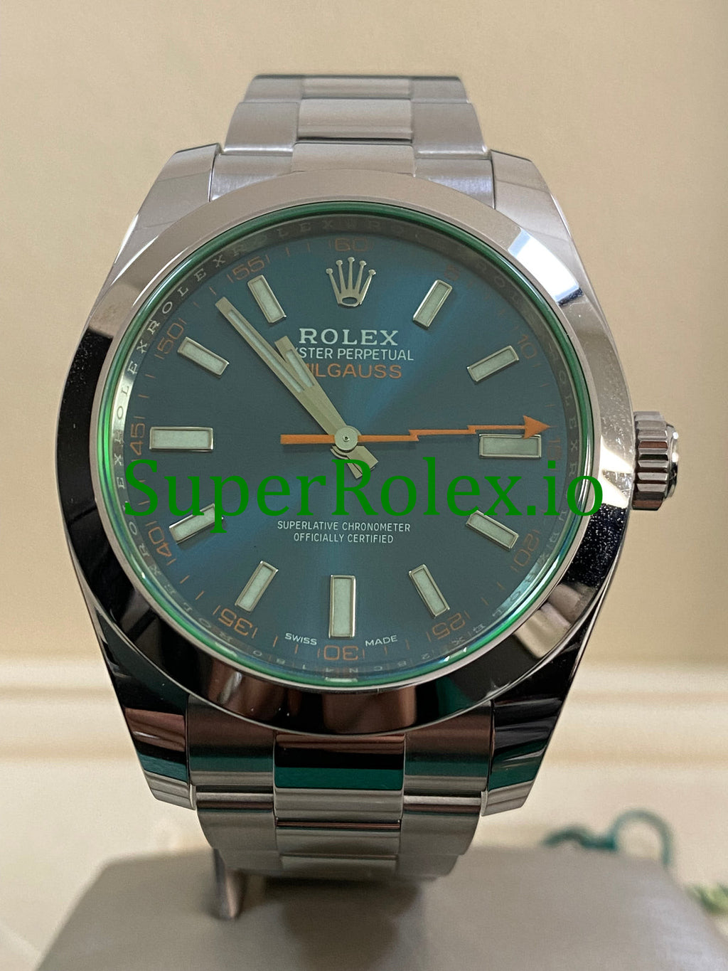 Rolex Milgauss 40mm Blue Dial Ref.116400GV - Green Crystal