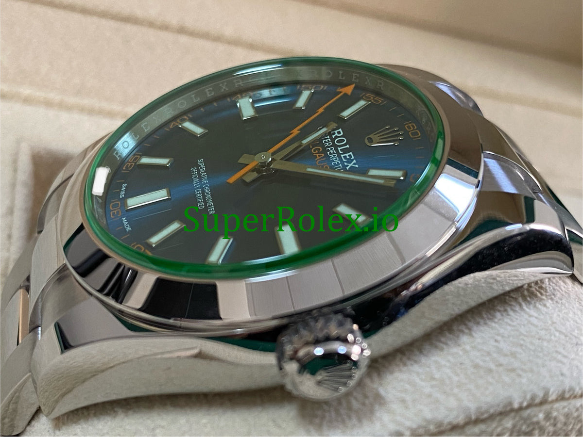 Rolex Milgauss 40mm Blue Dial Ref.116400GV - Green Crystal