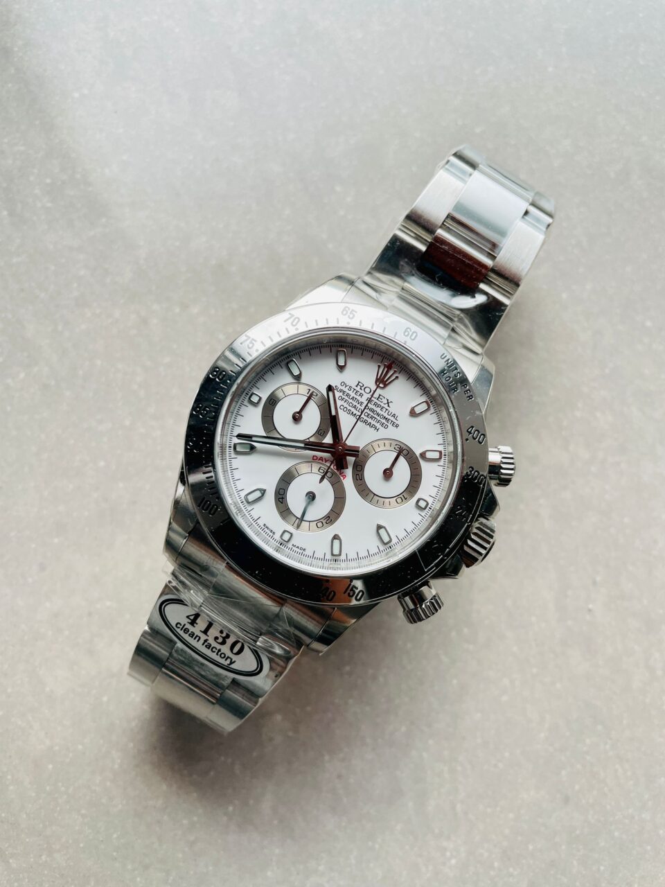 Rolex Daytona 116500 DAYTONA 1:1 Best Edition CF 904L SS Case and Bracelet White Dial Silver bezel SA4130