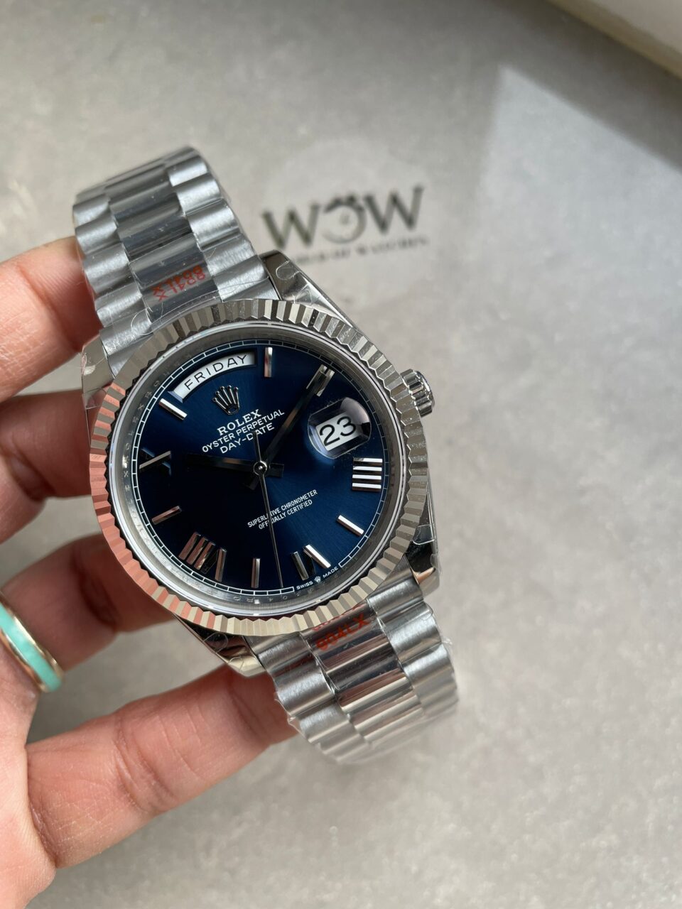 GMF Factory 1:1 Rolex DayDate 40mm 228239 Gain Weight SS/tungsten Blue Dial Roman Markers A3255