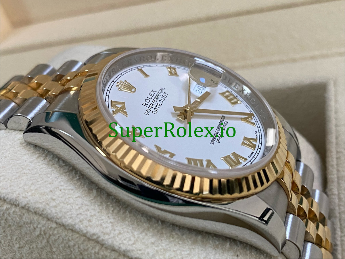 Rolex Datejust 36 Steel and Yellow Gold White Roman Dial Ref.116233