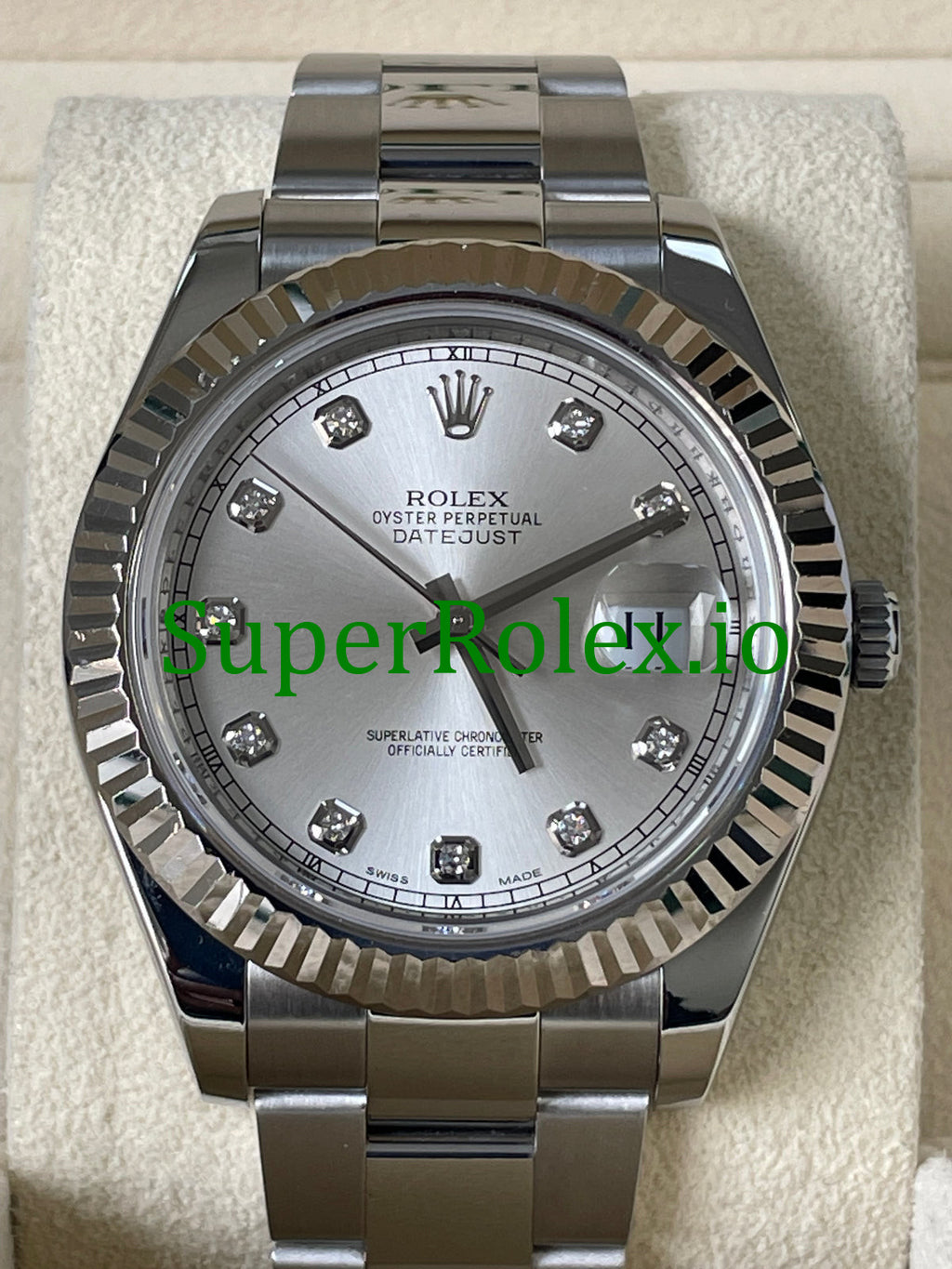 Rolex Datejust II 41 Silver Diamond Dial Ref.116334