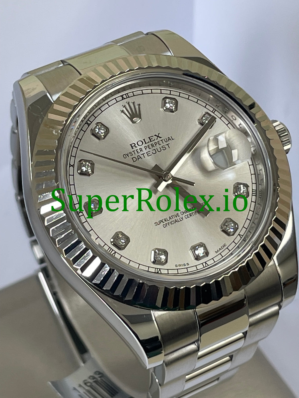 Rolex Datejust II 41 Silver Diamond Dial Ref.116334
