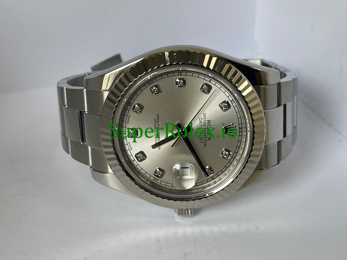 Rolex Datejust II 41 Silver Diamond Dial Ref.116334