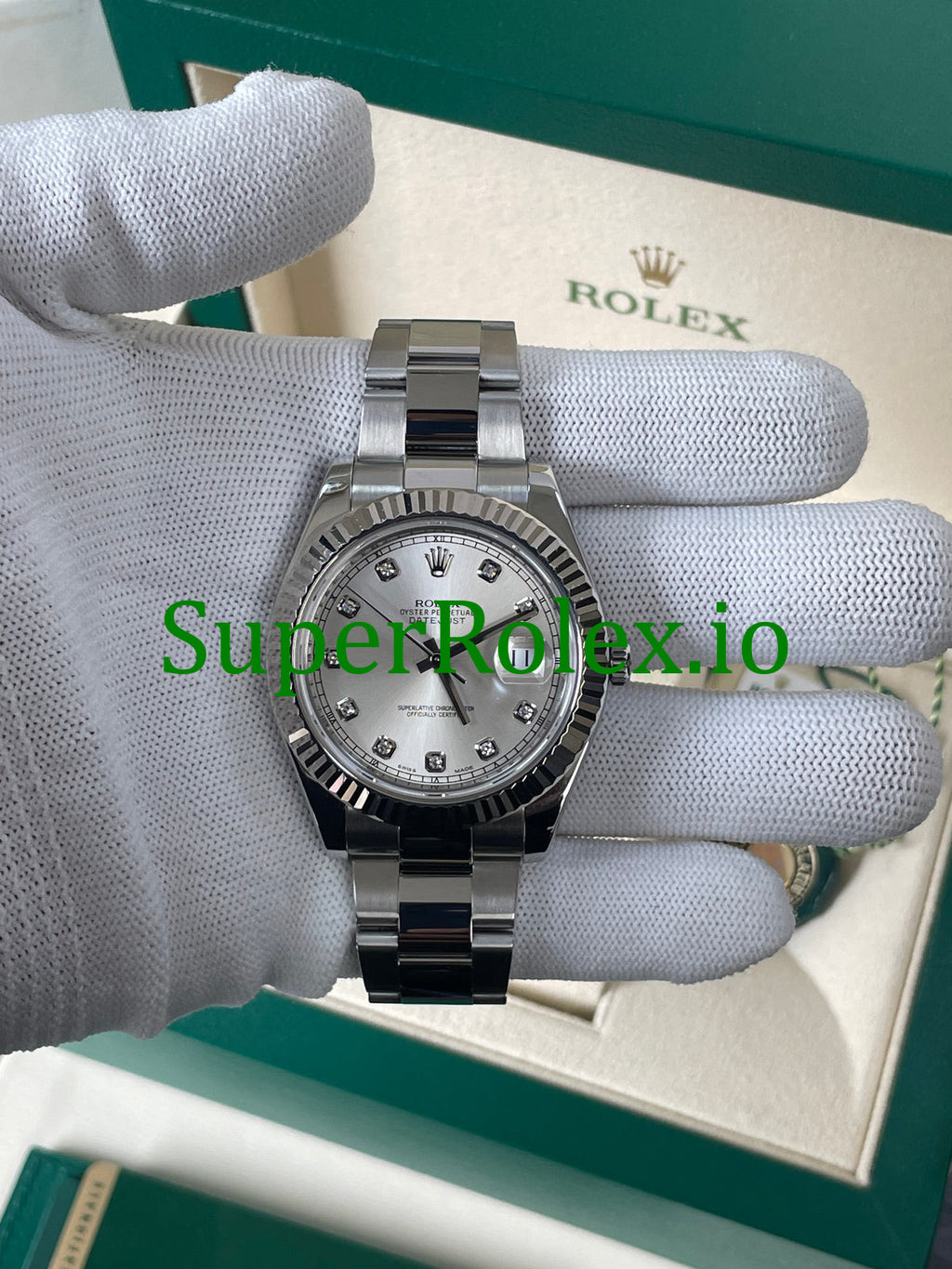 Rolex Datejust II 41 Silver Diamond Dial Ref.116334