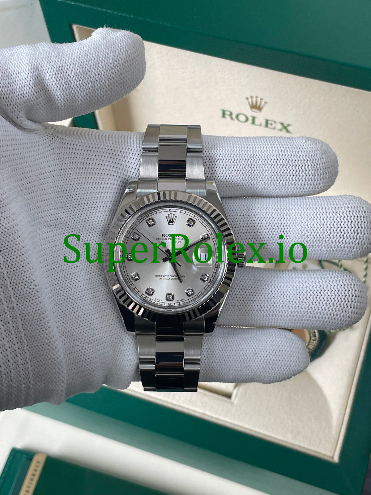 Rolex Datejust II 41 Silver Diamond Dial Ref.116334