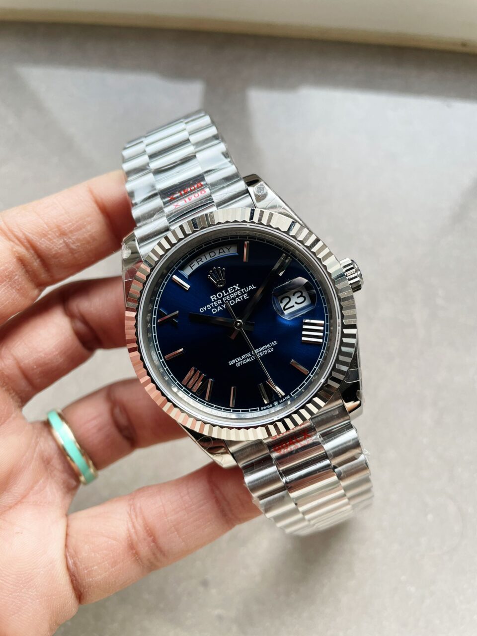 GMF Factory 1:1 Rolex DayDate 40mm 228239 Gain Weight SS/tungsten Blue Dial Roman Markers A3255