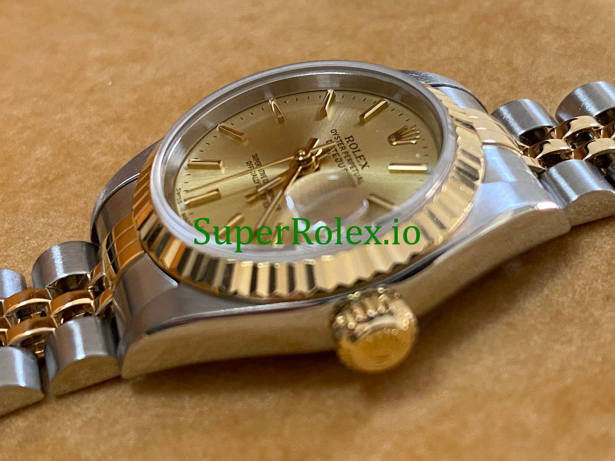 Rolex Lady-Datejust 26MM Yellow Gold and Steel Champagne Index Dial Ref.79173