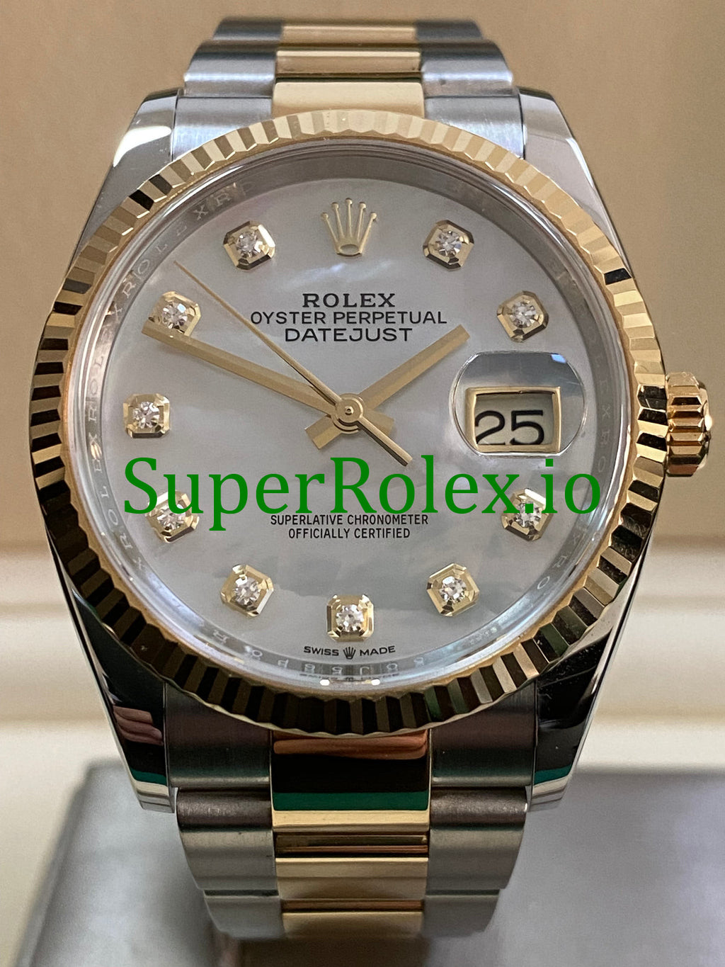 Rolex Datejust 36 Yellow Gold Mother of Pearl Diamond Dial Ref.126233