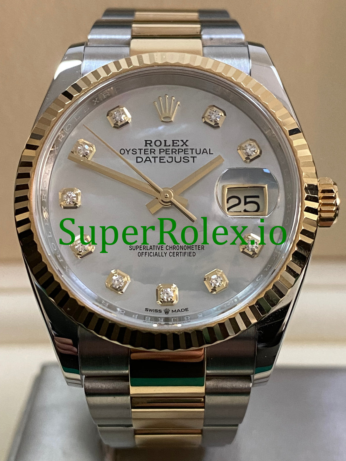 Rolex Datejust 36 Yellow Gold Mother of Pearl Diamond Dial Ref.126233