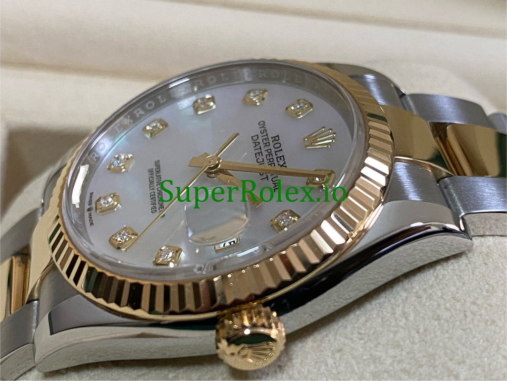 Rolex Datejust 36 Yellow Gold Mother of Pearl Diamond Dial Ref.126233