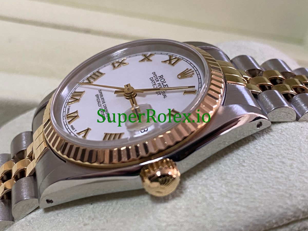 Rolex Datejust 31 Yellow Gold White Roman Dial Ref.68273