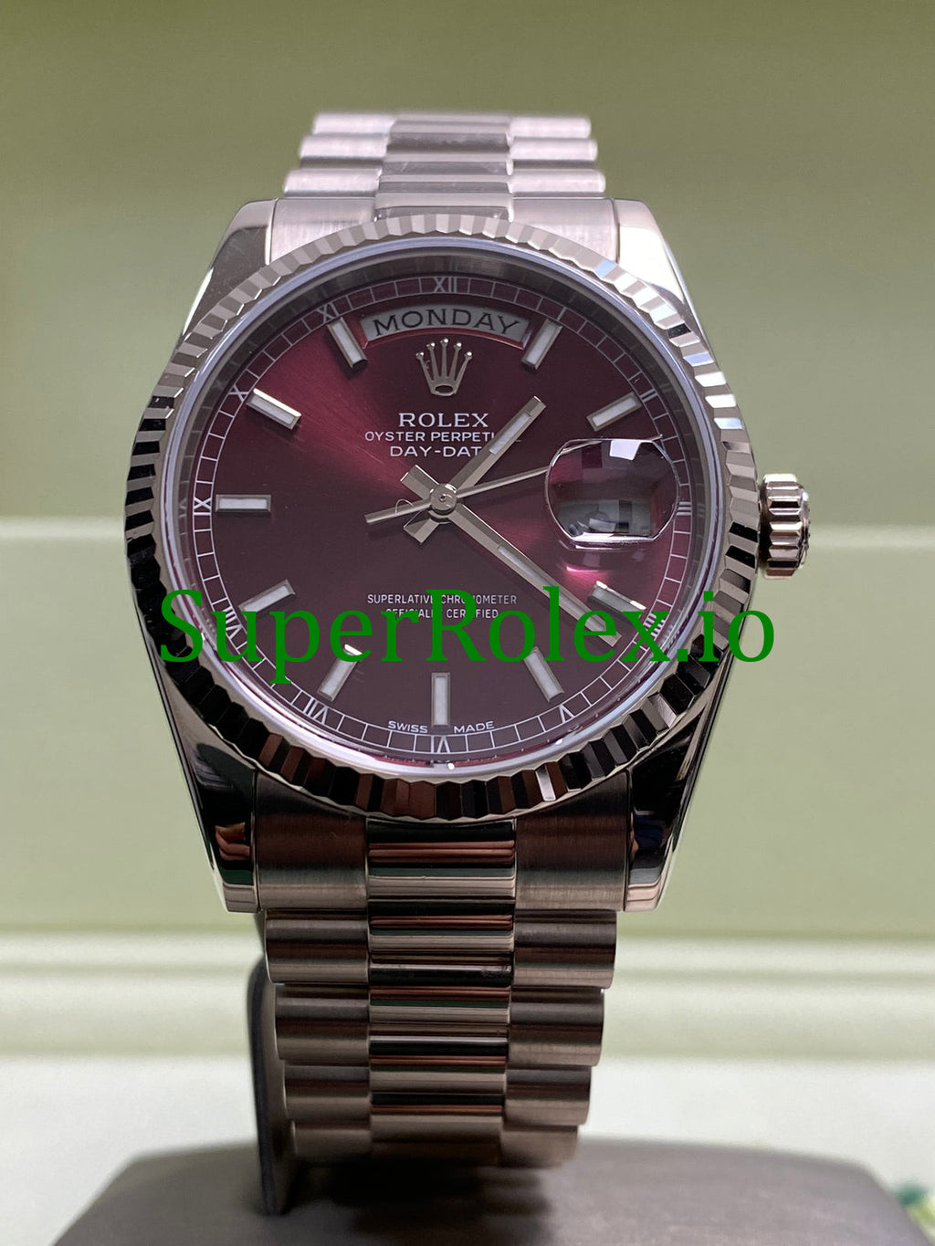 Rolex Day-Date 36MM White Gold Cherry Dial Ref.118239