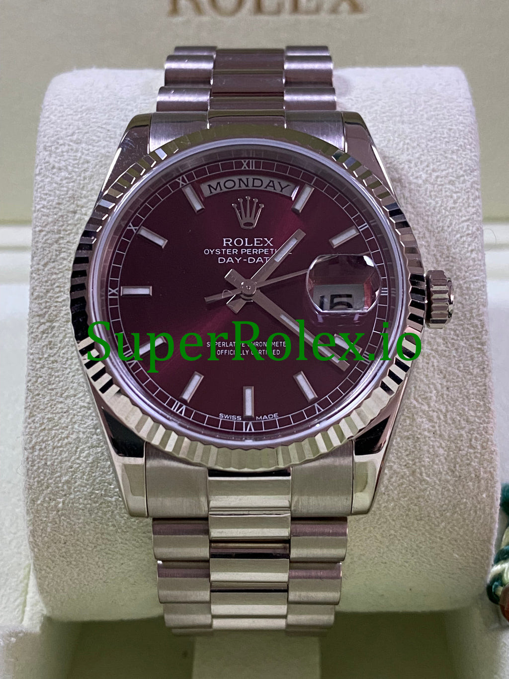Rolex Day-Date 36MM White Gold Cherry Dial Ref.118239